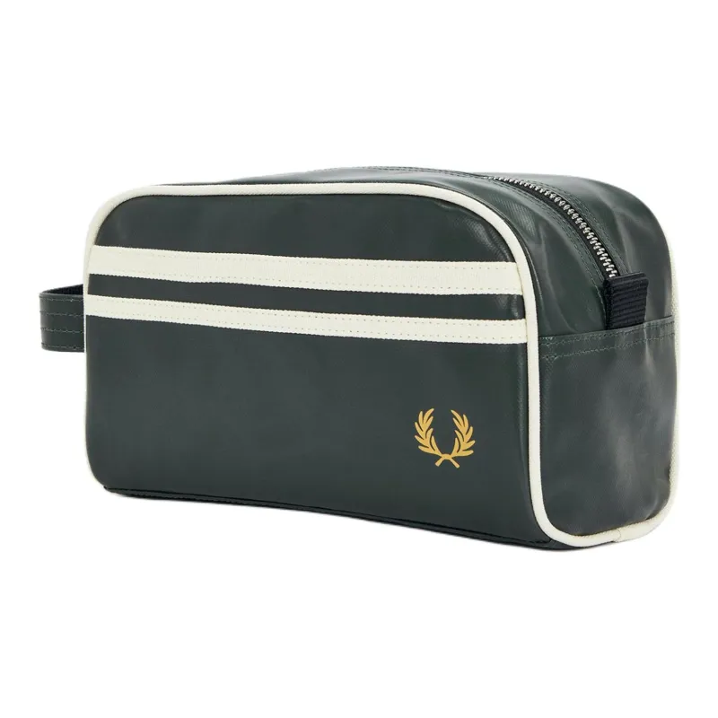 FRED PERRY Recycled Polyester Toiletry Bag Unisex Leaf Green & Beige-1