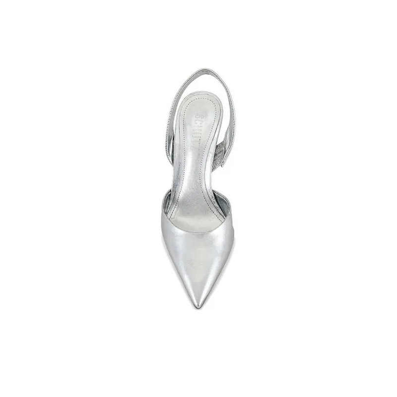 Schutz Lou Slim Heel High Heels 10cm Women's Silver-3