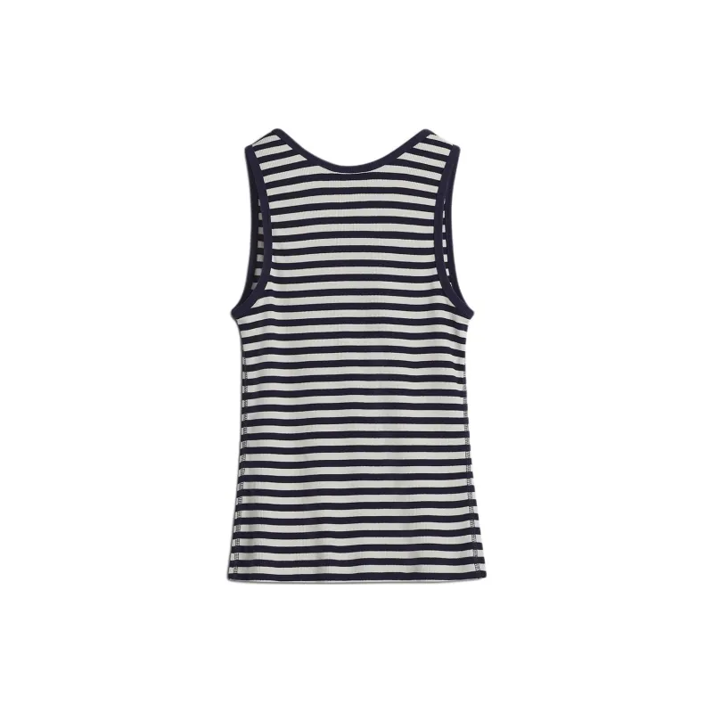 Maison Kitsune Bold Fox Head Patch Stripes Ribbed Tank Top-1
