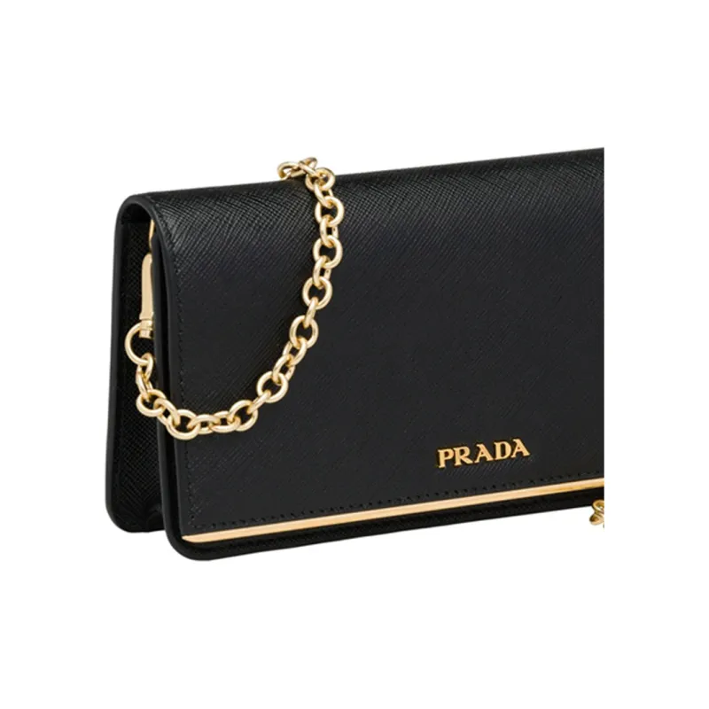 PRADA Calfskin Handbag Shoulder Bags Mini Women's Black-4