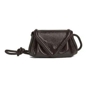 Bottega Veneta Beak Deerskin One Shoulder Crossbody Clutch Women's Dark Brown