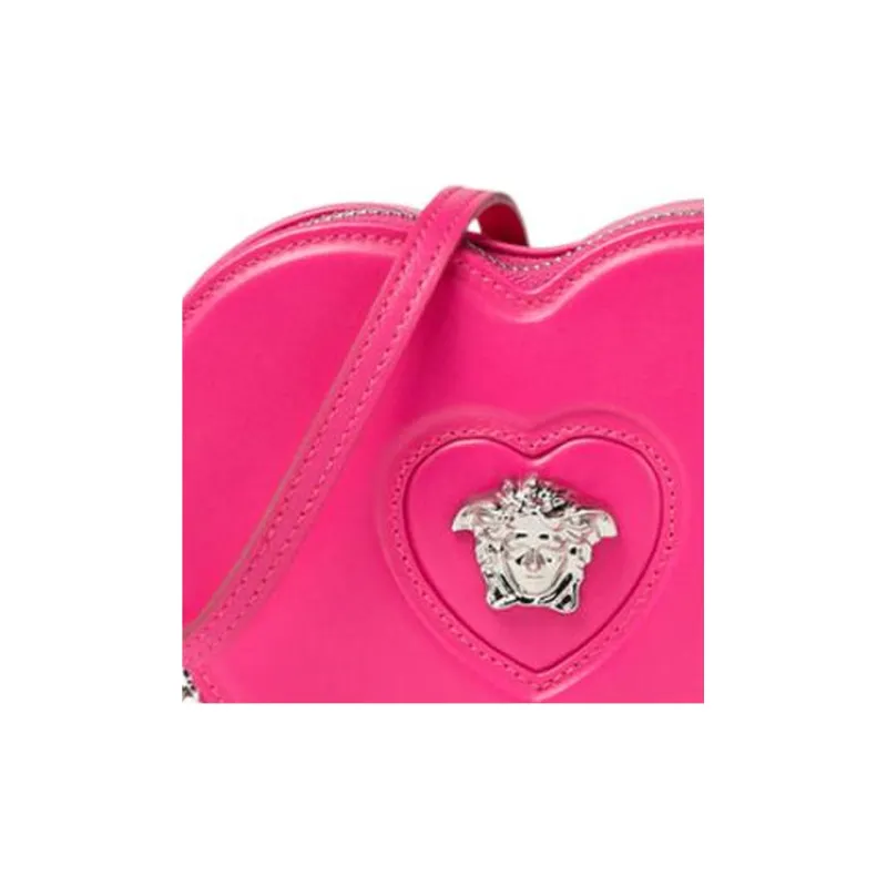 FANSIZHE La Medusa Cow Leather Heart Bag, Shoulder Bag, Crossbody Bag Mini Kids' Pink-2