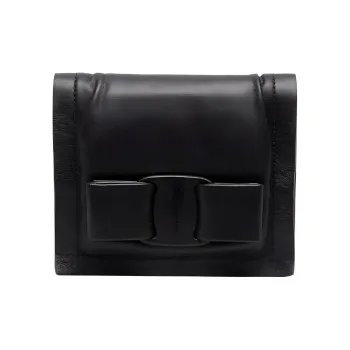 FERRAGAMO Leather Wallet Women's Black