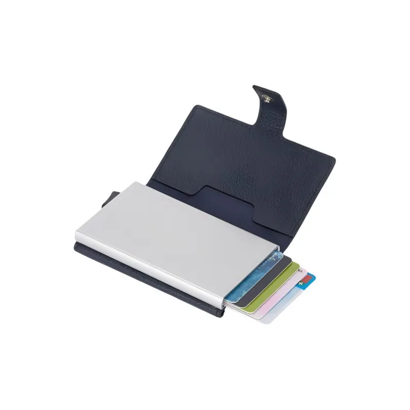 PIQUADRO Leather Card Holder Men's Blue-5