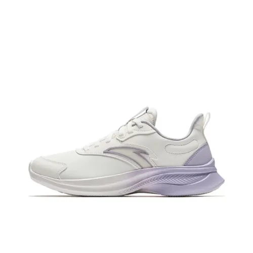 Anta Anti-Slip And Wear-Resistant Rebound Low-Top Casual Running Shoes Women's White Purple