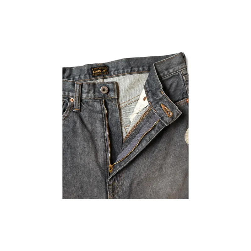 Kapital 14 Oz Denim 5P Bone Embroidery Shorts-2