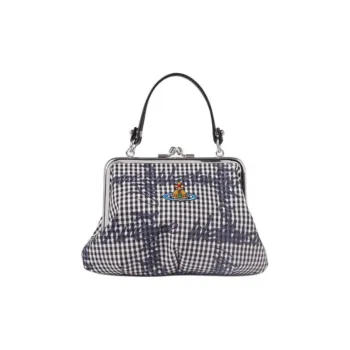 Vivienne Westwood Granny Frame Cotton Handbag Women's Dark Blue & White