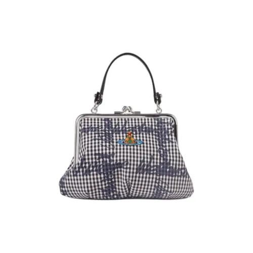 Vivienne Westwood Granny Frame Cotton Handbag Women's Dark Blue & White