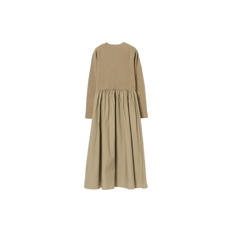 Beams Long Sleeved Dress Women's Mocha-1
