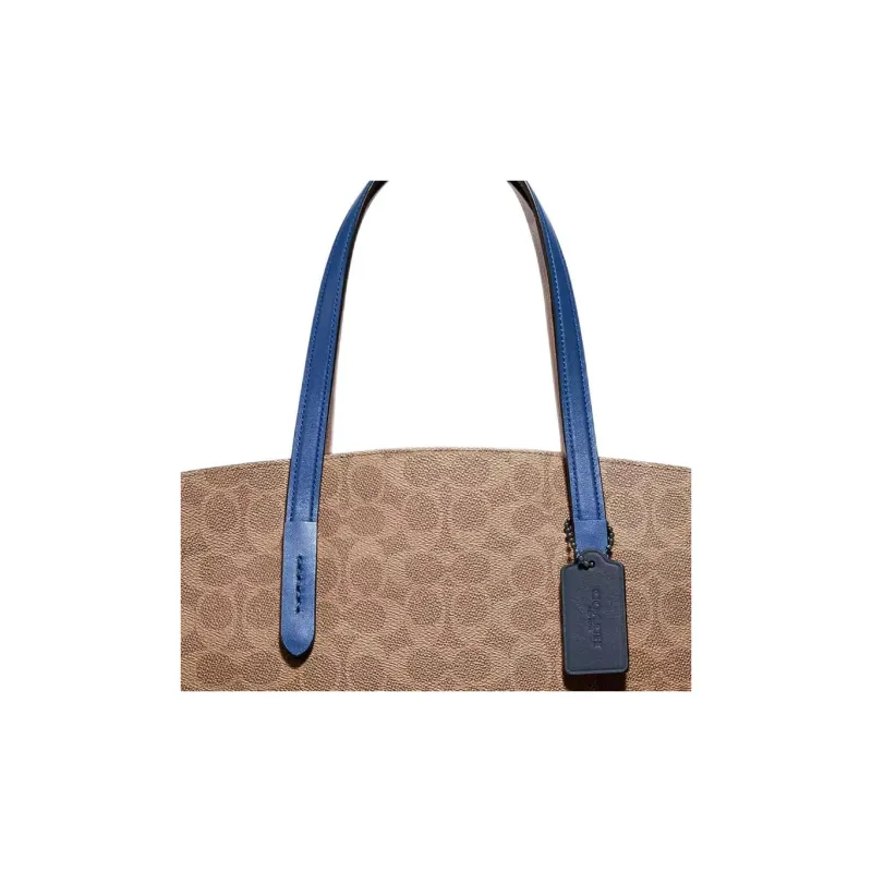 COACH Charlie Canvas With Leather Shoulder Bag Crossbody Bag Handbags Large Size Women's Antique Floral & Blue-4
