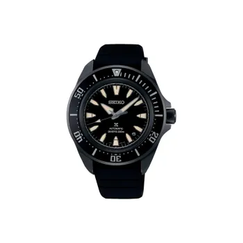 SEIKO Manual Mechanical Movement Silicone Strap Watch 41.7mm Men's Watches Black Dial