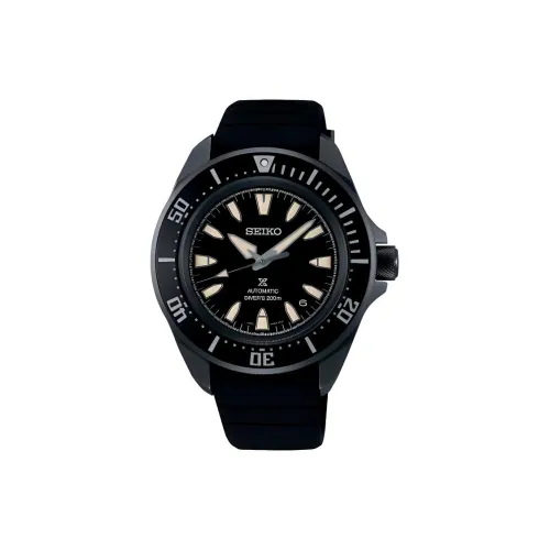 SEIKO Manual Mechanical Movement Silicone Strap Japanese / Korean Watches 41.7mm Men's Watches Black Dial