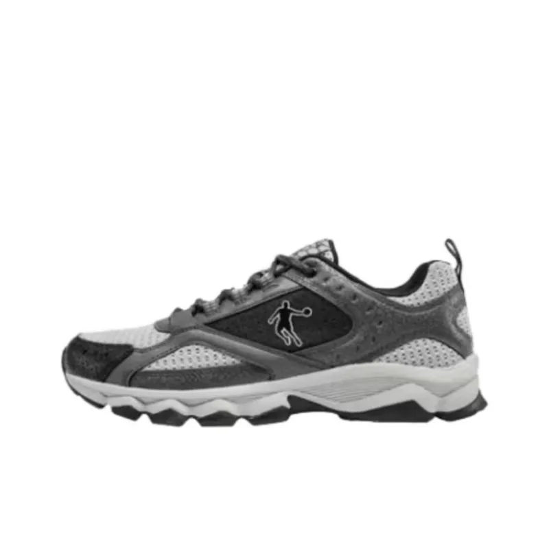 QIAODAN Cushioning, Wear Resistant Low Top Running Shoes Men's Black Light Gray-0