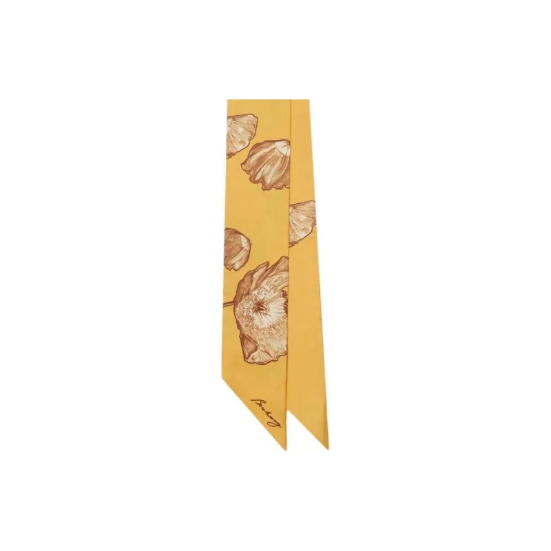 Burberry Silk Twill Fabric Silk Scarves Unisex Yellow-1