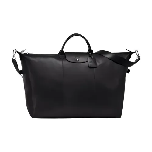 Gelato Cow Leather One Shoulder Portable Travel Bag 30L Men's Black