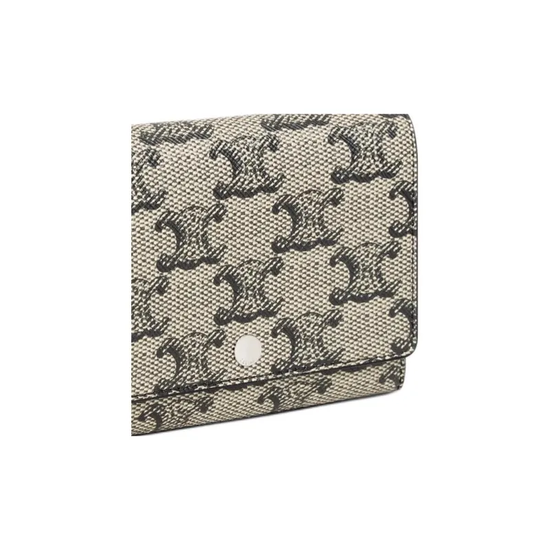 CELINE Triomphe Canvas Card Holder Men's Light Umber-5