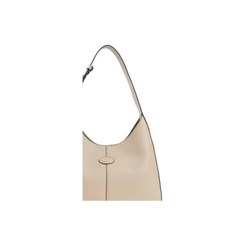 TOD'S DI Calfskin Handbag Shoulder Bag Small Size Women's Beige-4