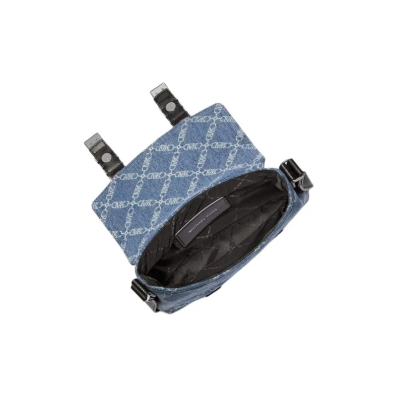 MICHAEL KORS Darrington Fabric With Split Cow Leather Shoulder Bag, Crossbody Bag Mini Men's Denim Blue & Black-2
