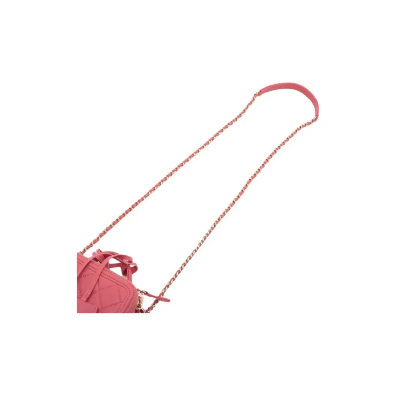 CHANEL Litchi Grain Calfskin Camera Bag, Shoulder Bag, Crossbody Bag Women's Pink-4