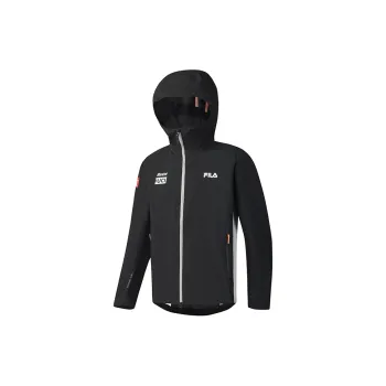FILA CYCLING Outdoor Hiking Waterproof And Windproof Windbreaker Jacket Men's Pitch Black