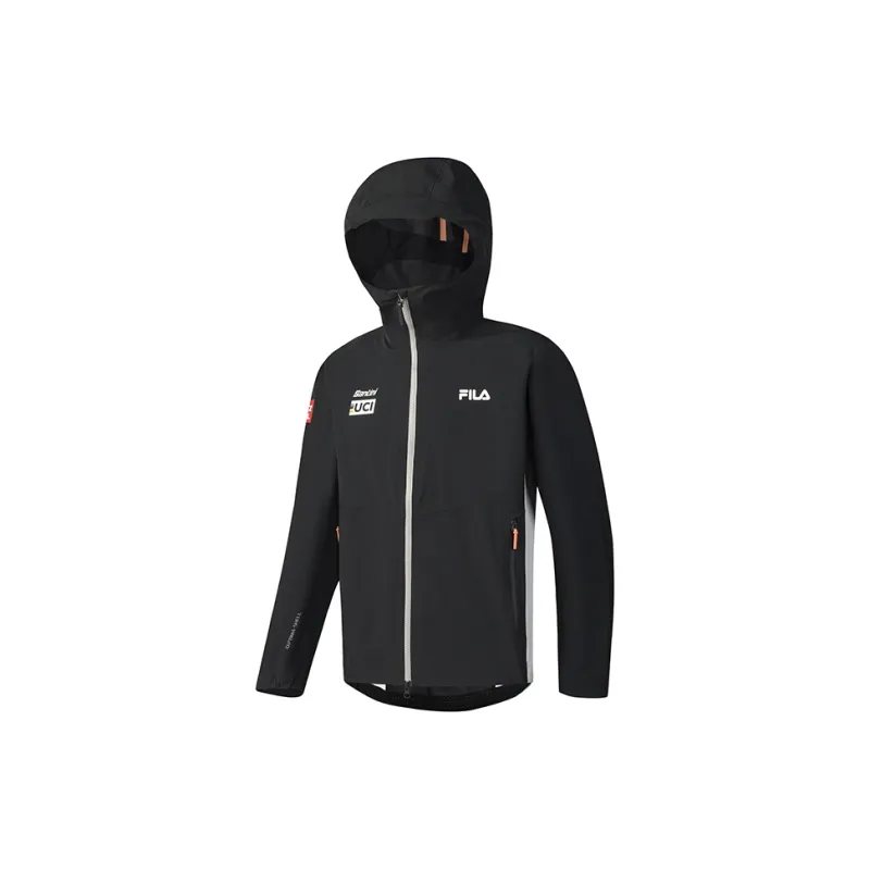 FILA CYCLING Outdoor Hiking Waterproof And Windproof Windbreaker Jacket Men's Pitch Black-0