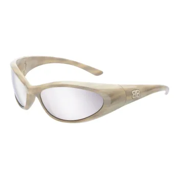 Balenciaga Injection Molded Polyamide Nylon Round Sunglasses Women's Silver