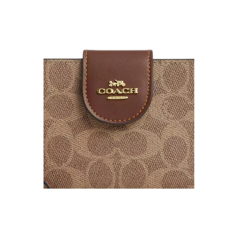 COACH Phone Wallet In Signature Canvas Women's Brown-3