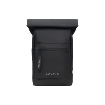 LEVEL8 PU Roll Top Commuter Backpack Men's Black