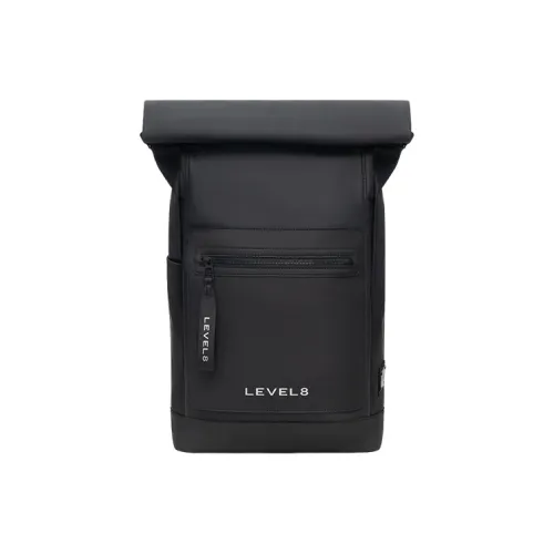 LEVEL8 PU Roll Top Commuter Backpack Men's Black