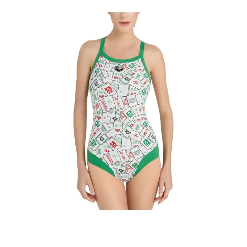 Arena One piece Swimsuit Women's White/Green-1
