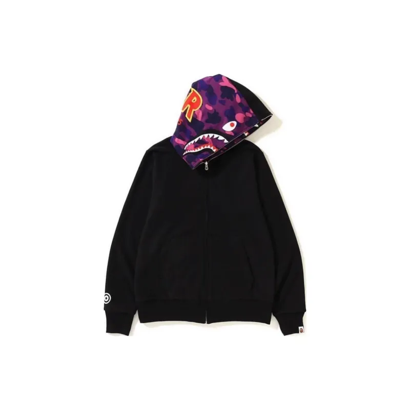 Bape Color Camo Reversible Ponr Shark Full Zip Hoodie-1