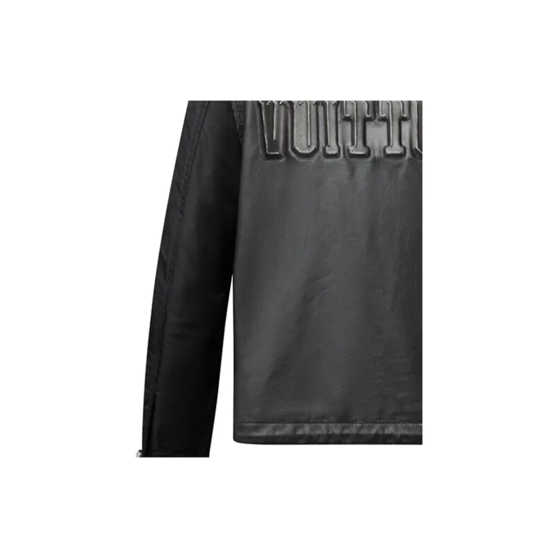 Lv Vintage Effect Leather And Nylon Coach Jacket-4