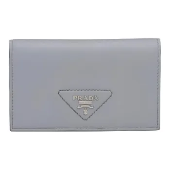 PRADA Leather Wallet Small Size Women's Cornflower Blue Gray