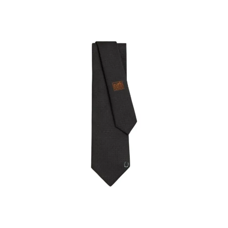 HERMES Silk Silk Ties Men's Black-0