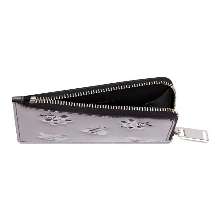 DIOR KAWS Collaboration Calfskin Coin Purses Card Holders Men's Silver-2