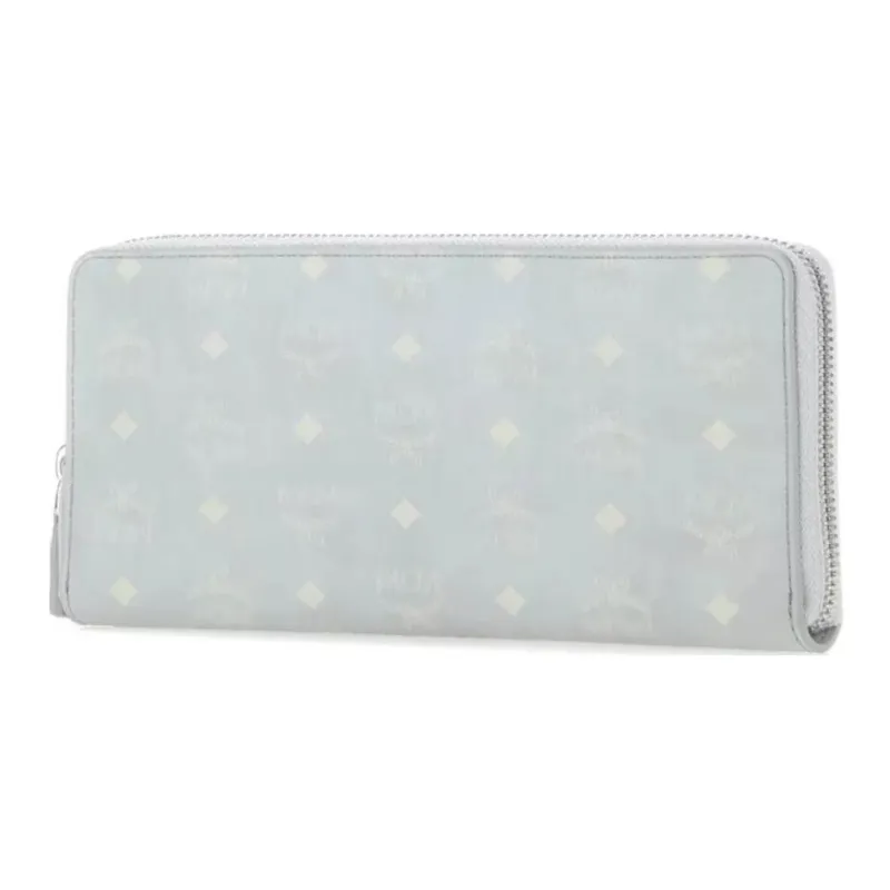 MCM Visetos Coated Canvas Leather Card Holder, Wallet Large Size Women's Gray-1