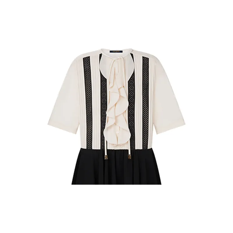 LOUIS VUITTON Short Sleeved Dress Women's Black-3