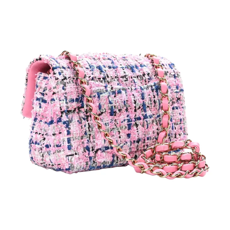 CHANEL Classic Flap CF Tweed Crossbody Bag, Shoulder Bag Trumpets Women's Multicolor-2
