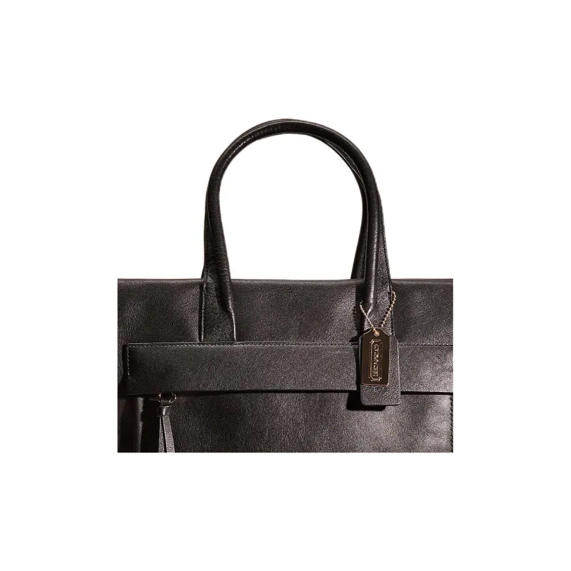 COACH Bleecker Snakeskin Print Embossed Leather Shoulder Bag, Crossbody Bag, Handbag Large Size Women's Black-2