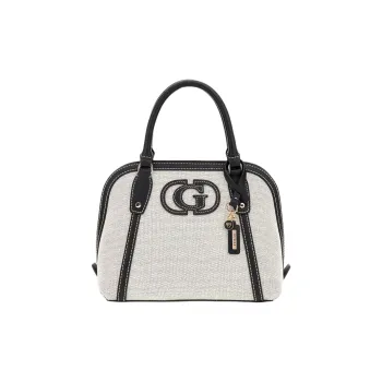 GUESS Cotton One Shoulder Handbag Women's Black & Greige