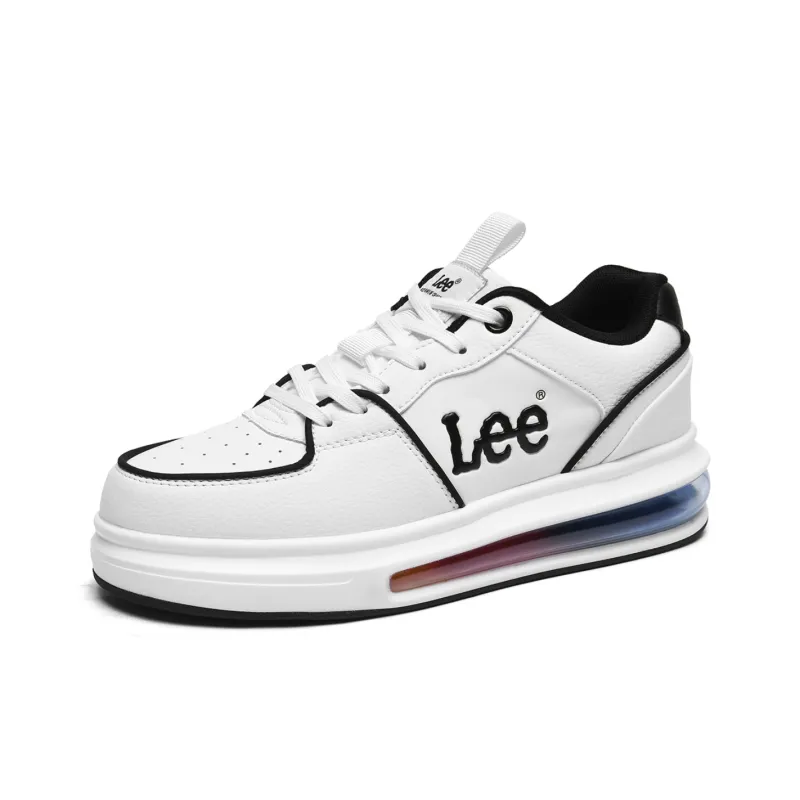 Lee Classic Air Cushion, White Sneakers Lightweight And Breathable Low Top Height Increasing Skateboard Shoes Men's-13