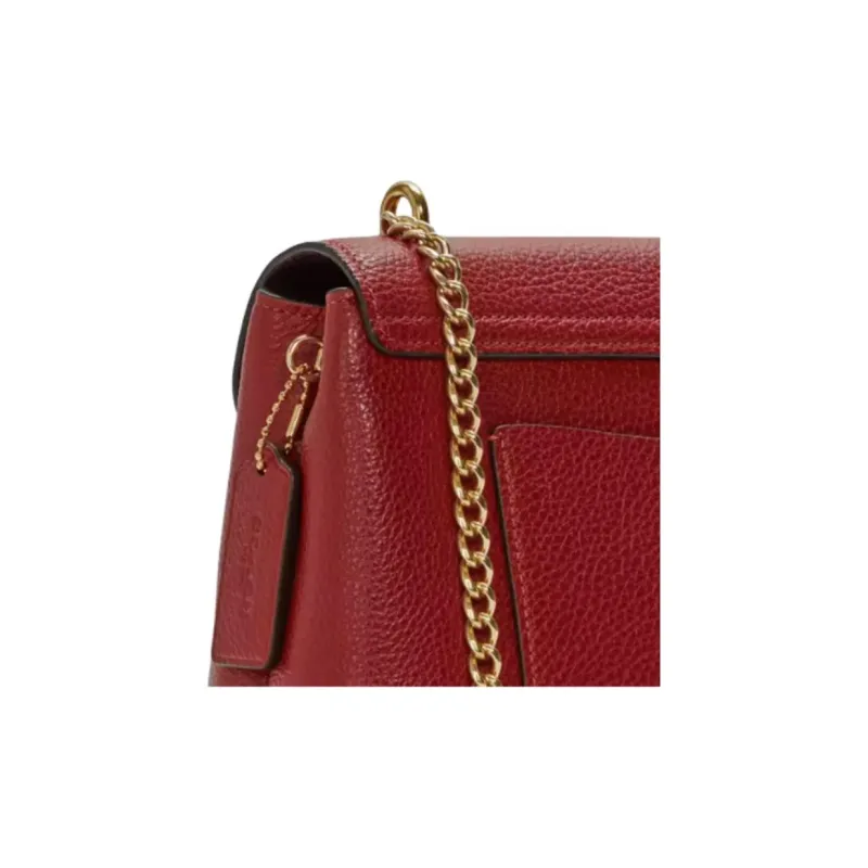 COACH Tammie Polished Leather Chain Bag Shoulder Bag Crossbody Bag Medium Size Women's Red-3