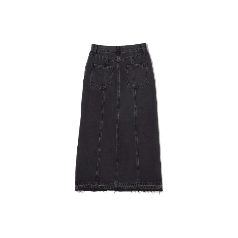 Beams Denim Long Skirts Women's Black-1