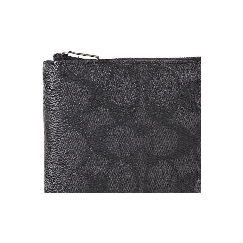 COACH 3 IN 1 Wallet Coated Canvas With Leather Combo Bag Wallet Men's Black-5
