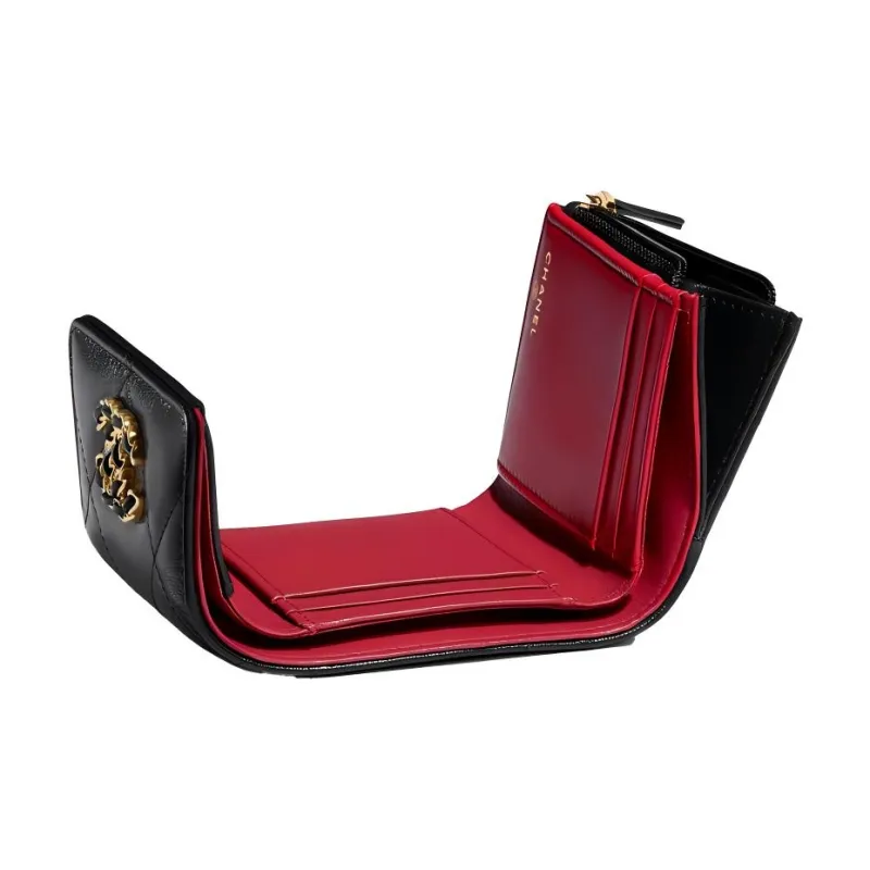 CHANEL 19Bag Goatskin Flap Wallet Trumpets Women's Black-3