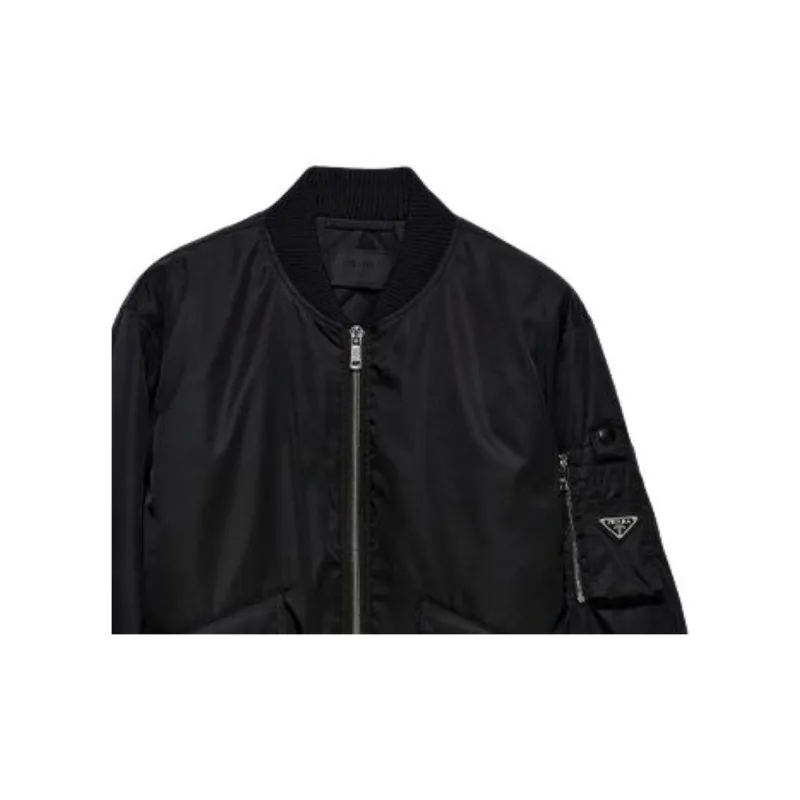 PRADA Triangle Logo Zipped Bomber Jacket-5