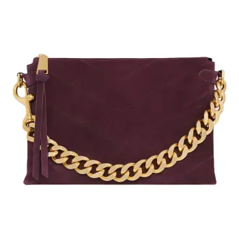 REBECCA MINKOFF Edie Quilted Suede Leather Shoulder Bag Crossbody Bag Women's Garnet Red