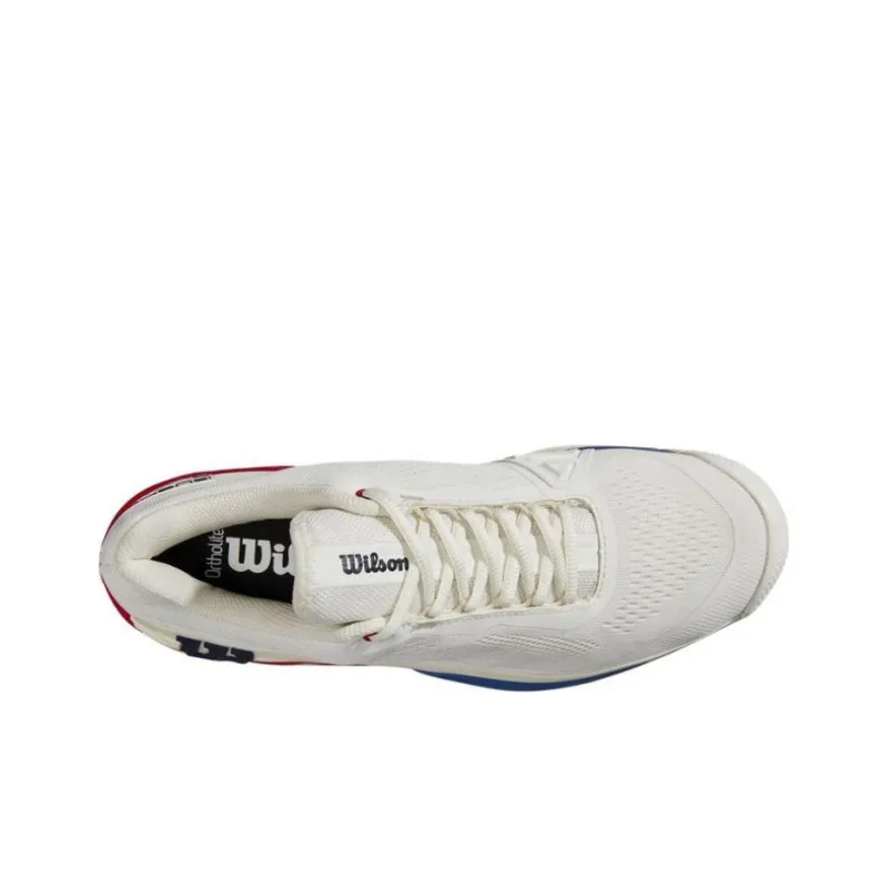 Wilson Rush Pro 4.0 Anti Slip Wear Resistant Low Top Tennis Shoes Men's White Red Blue-3