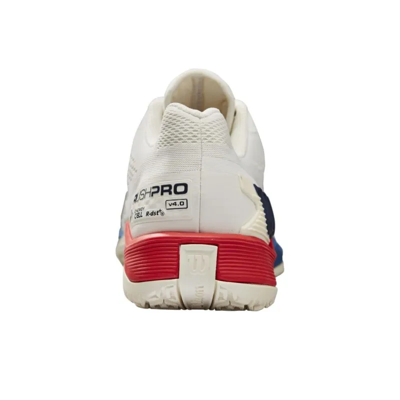 Wilson Rush Pro 4.0 Anti Slip Wear Resistant Low Top Tennis Shoes Men's White Red Blue-4