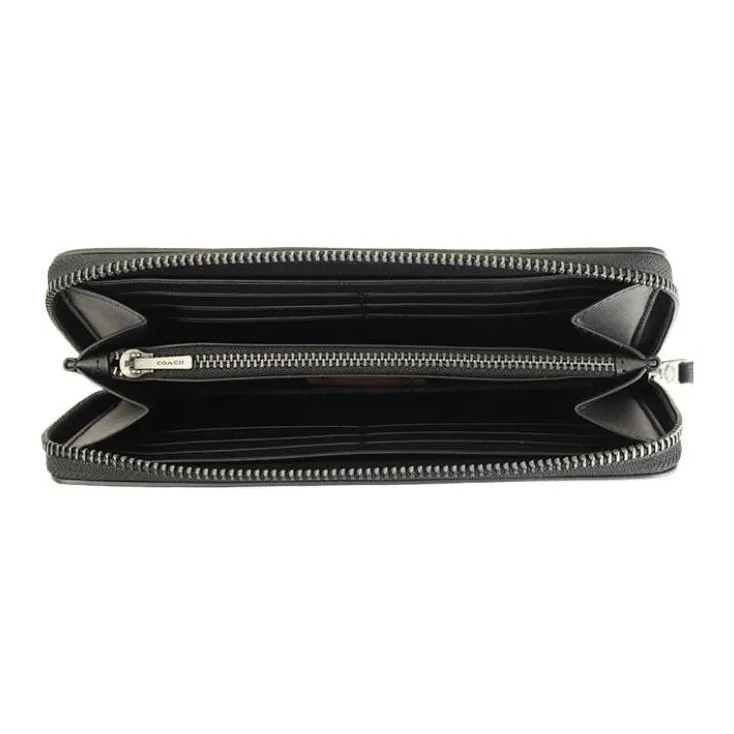 COACH Basquiat Accordion Wallet Leather Clutch Accordions Wallet Card Holder Men's Black-2